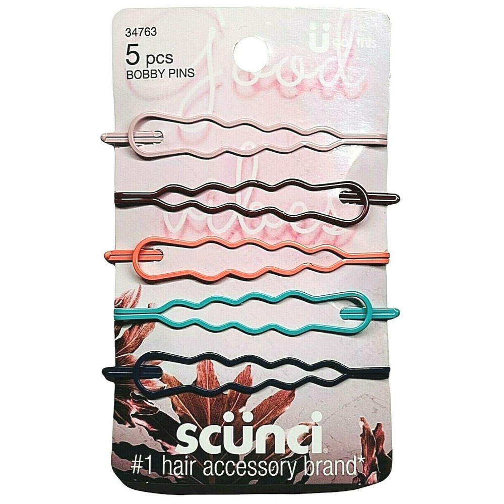 Scunci Good Vibes Hair Accessories  - 5 Piece Bobby Pins Multi-Color